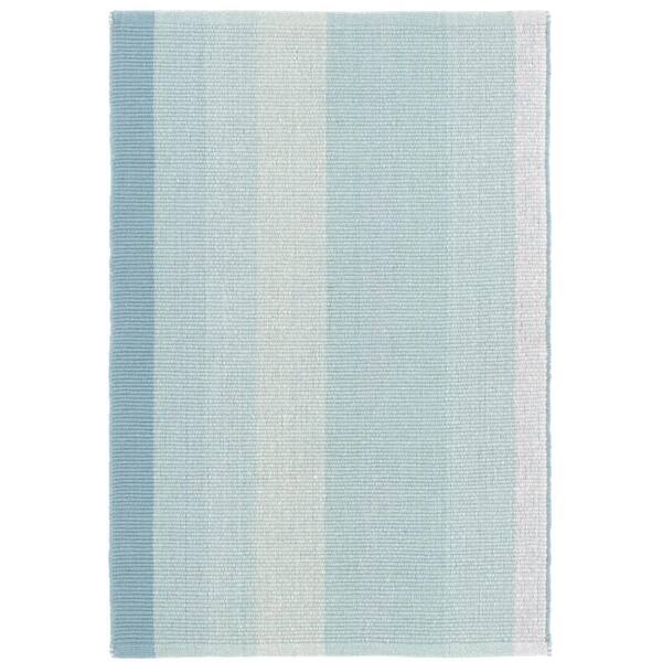 Shore Stripe Handwoven Cotton Sky Blue 5 ft. x 8 ft. Indoor Area Rug