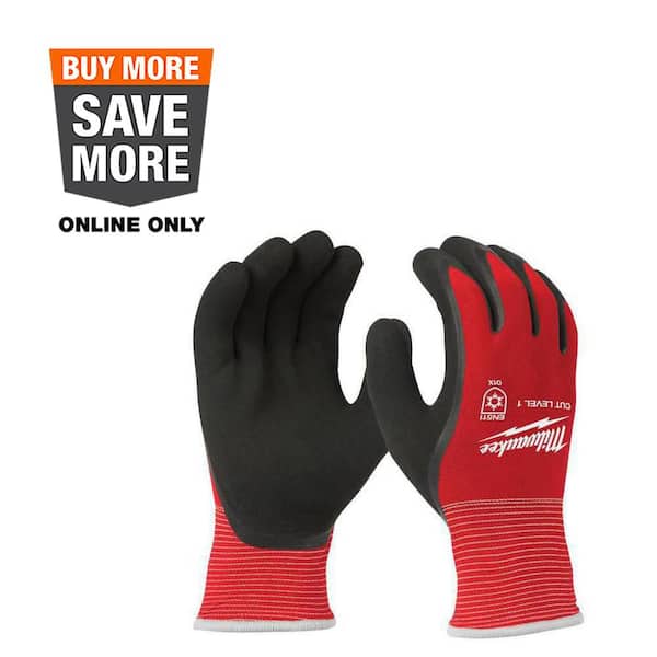 X-Large Red Latex Level 1 Cut Resistant Insulated Winter Dipped Work Gloves