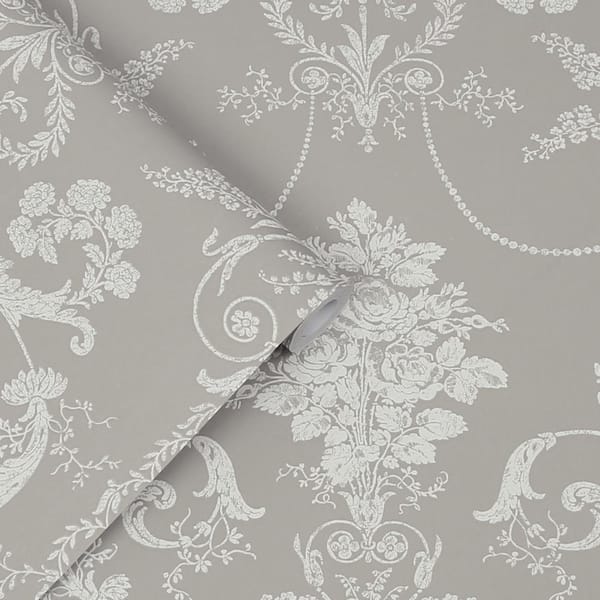 Size 18" x 18". Laura Ashley Josette Off white/Dove Grey Fabric Cushion Cover