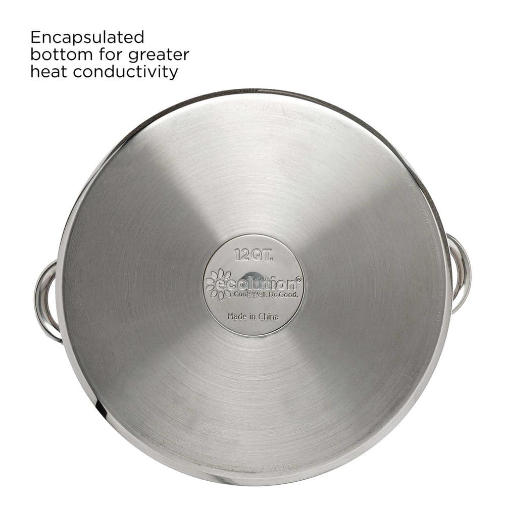 12-Quart Polished Stainless Steel Stock Pot with Lid