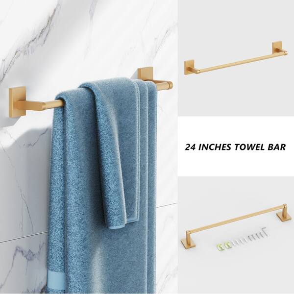 Hex Brushed Brass Towel Bar 24 + Reviews