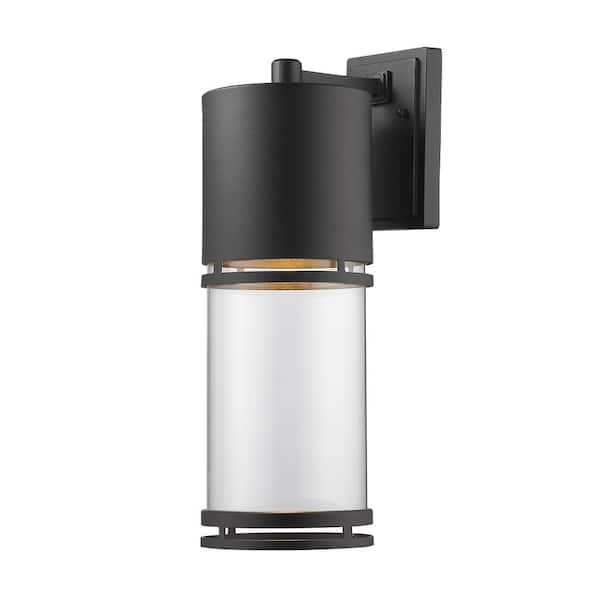 Unbranded Luminata Black Outdoor Hardwired Wall Sconce with Integrated LED
