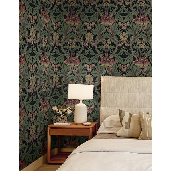 Wrought Iron and Clay Primrose Garden Floral Pre-Pasted Paper Wallpaper Roll (57.5 sq. ft.)