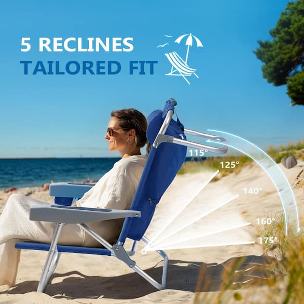 PASAMIC Navy Blue Aluminum Folding Adjustable Headrest Low