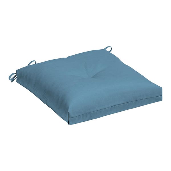 ARDEN Outdoor Plush Modern Tufted Square Seat Cushion, French Blue Texture