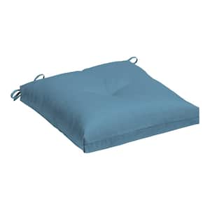 Outdoor Plush Modern Tufted Square Seat Cushion, French Blue Texture