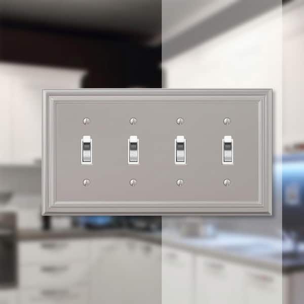 Continental 4 Gang Toggle Metal Wall Plate - Satin Nickel