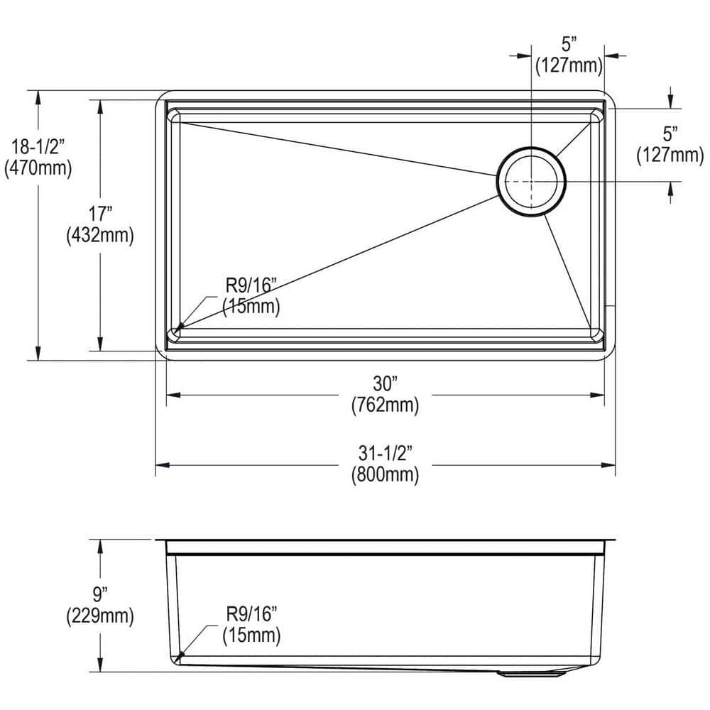 Crosstown 31.5" Stainless Steel Undermount Workstation Kitchen Sink