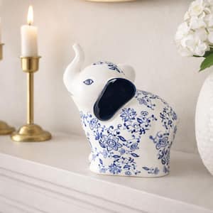 Liv & Skye Blue 6 in. x 10 in. Ceramic Cat Chinoiserie Vintage