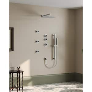 5-Spray 12 in. Dual Shower Head Wall Mount Fixed and Handheld Shower Head 2.5 GPM in Brushed Nickel(Valve included)