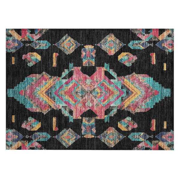 Chantille Machine Washable Indoor/Outdoor Abstract ACN2661 Black 2 ft. x 3 ft. Accent Rug