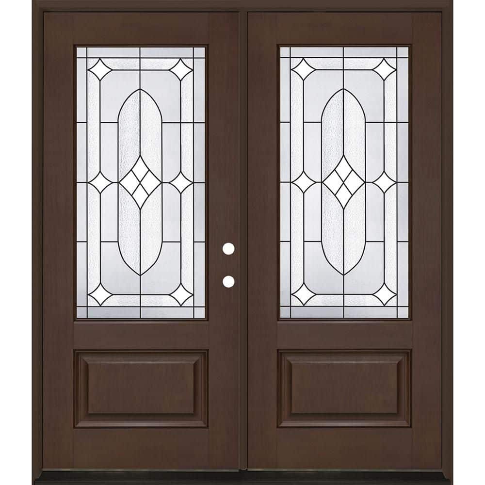 Regency 64 in. x 80 in. 3/4L Axis Glass LHIS Hickory Stain Fiberglass Double Prehung Front Door with 6-9/16 Jamb price history on PriceWatchPro