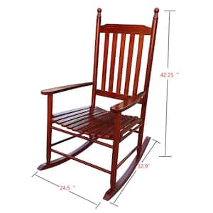 Brown Populus Wood Outdoor Rocking Chair Armchair Comfy Rocker for Adults Front Porch, Lawn, Fire Pit, Indoor