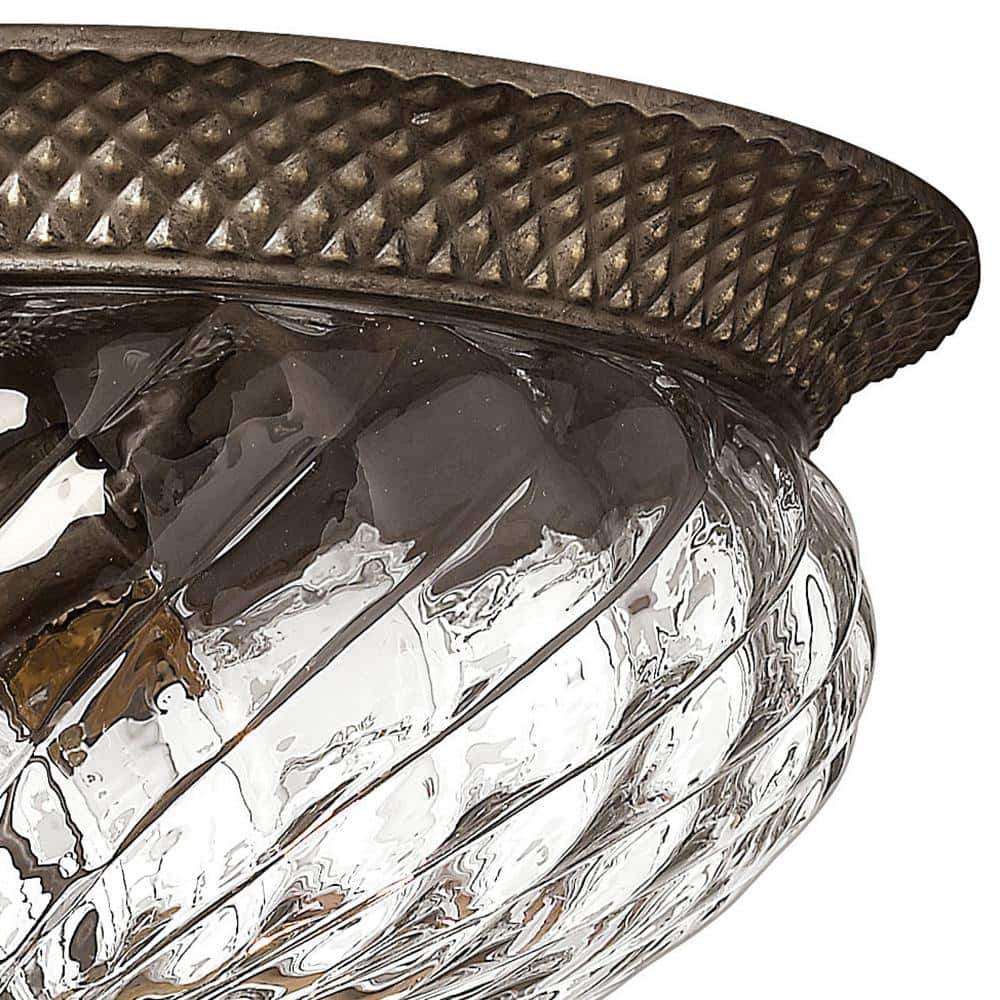 Pearl Bronze 3-Light Indoor/Outdoor Flush Mount with Clear Optic Glass