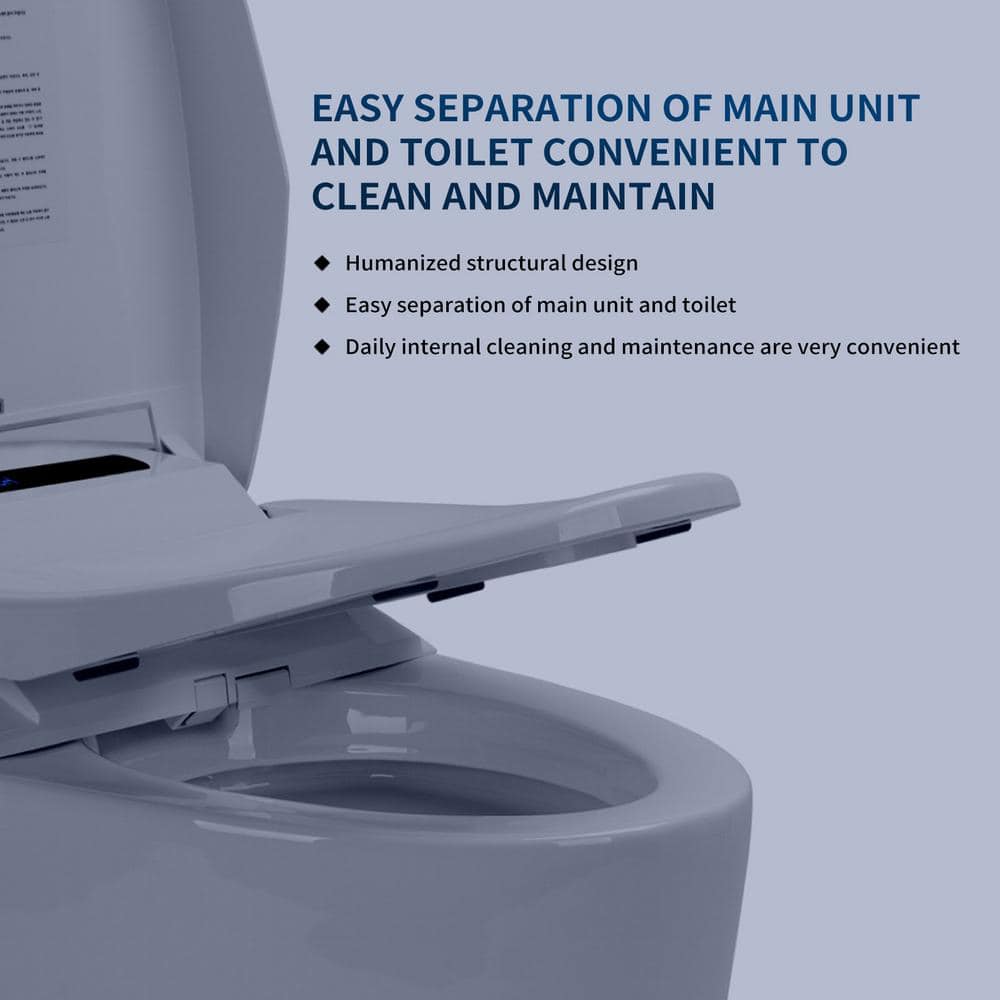White Elongated Smart Toilet with Heated Bidet Seat and Remote