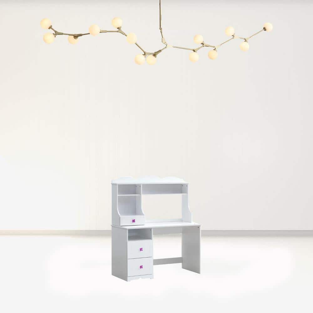 47 in. Rectangular White Wood 2-Drawer Computer Desks