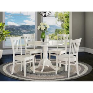 5-Piece Round Buttermilk and Cherry Finish Solid Wood Top Dining table with 4 Chairs with Lattice Back