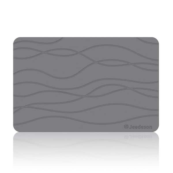 15.35 in. x 23.62 in. Stone Bath Mat Non-Slip Super Absorbent Stone Bath Mat for Bathroom Ktichen, Dark Gray