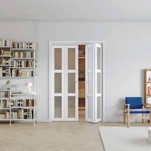 60 in x 80 in (Double Doors)Three Frosted Glass Panel Bi-Fold Interior Door, with MDF & Water-Proof PVC Covering