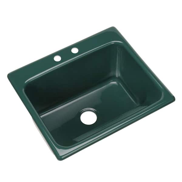 Thermocast Kensington Drop-In Acrylic 25 in. 2-Hole Single Bowl Utility Sink in Rain Forest
