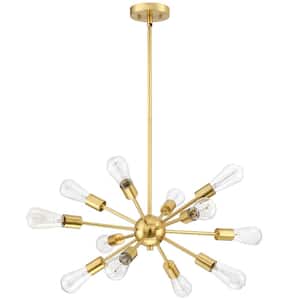 12-Light Aged Brass Brass Modern Bedroom Sputnik Sphere Chandelier Pendant