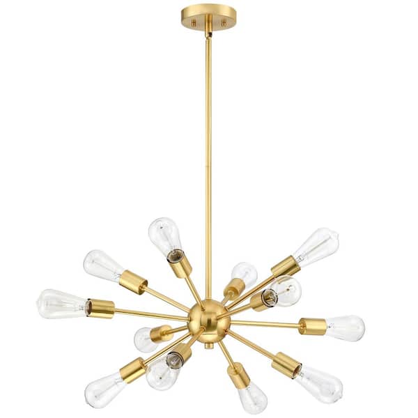 Uixe 12-Light Aged Brass Brass Modern Bedroom Sputnik Sphere Chandelier Pendant