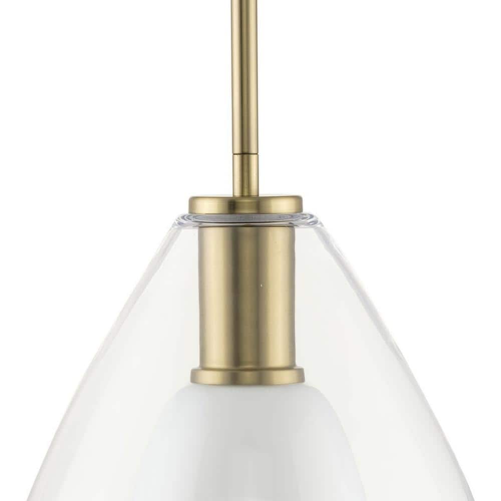 Carillon Brushed Gold Pendant with Clear and Opal Glass Shade