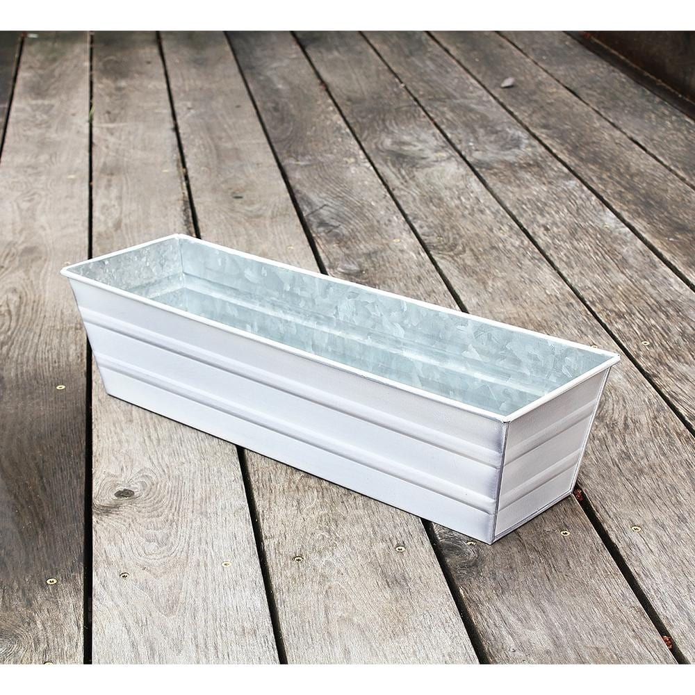 24" Galvanized Steel White Rectangular Planter Box