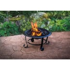 Providence 30 in. x 20 in. Round Steel Wood Burning Fire Pit in Black with Poker