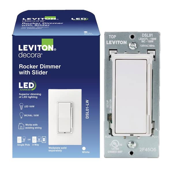 Decora Rocker LED Advanced Dimmer Switch for LED and Incandescent Bulbs, 150-Watt Single Pole or 3-Way, White DSL01-0LW