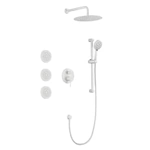 Krizz 1-Spray Patterns with 2.0 GPM 11.8 in. Wall Mount Dual Shower Head Hand Shower Faucet and Body Jets in White