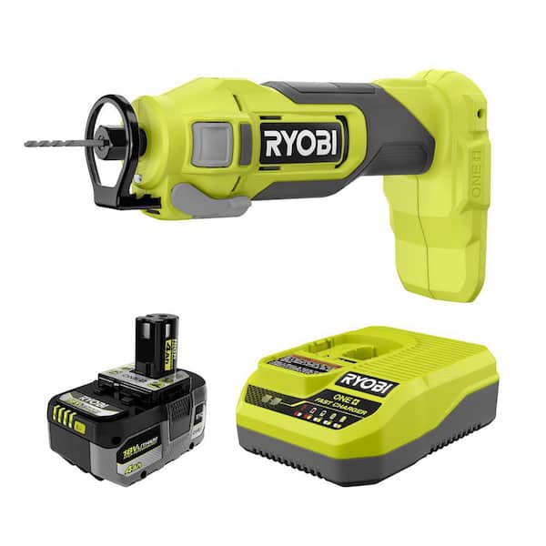 RYOBI ONE+ 18V Cordless Cut-Out Tool with ONE+ 18V HIGH PERFORMANCE 4.0 Ah Battery and Charger