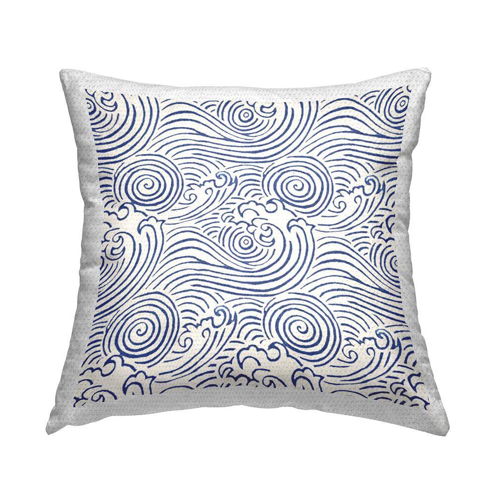 Nautical Wave Pattern Blue Square Outdoor Throw Pillow price history on PriceWatchPro