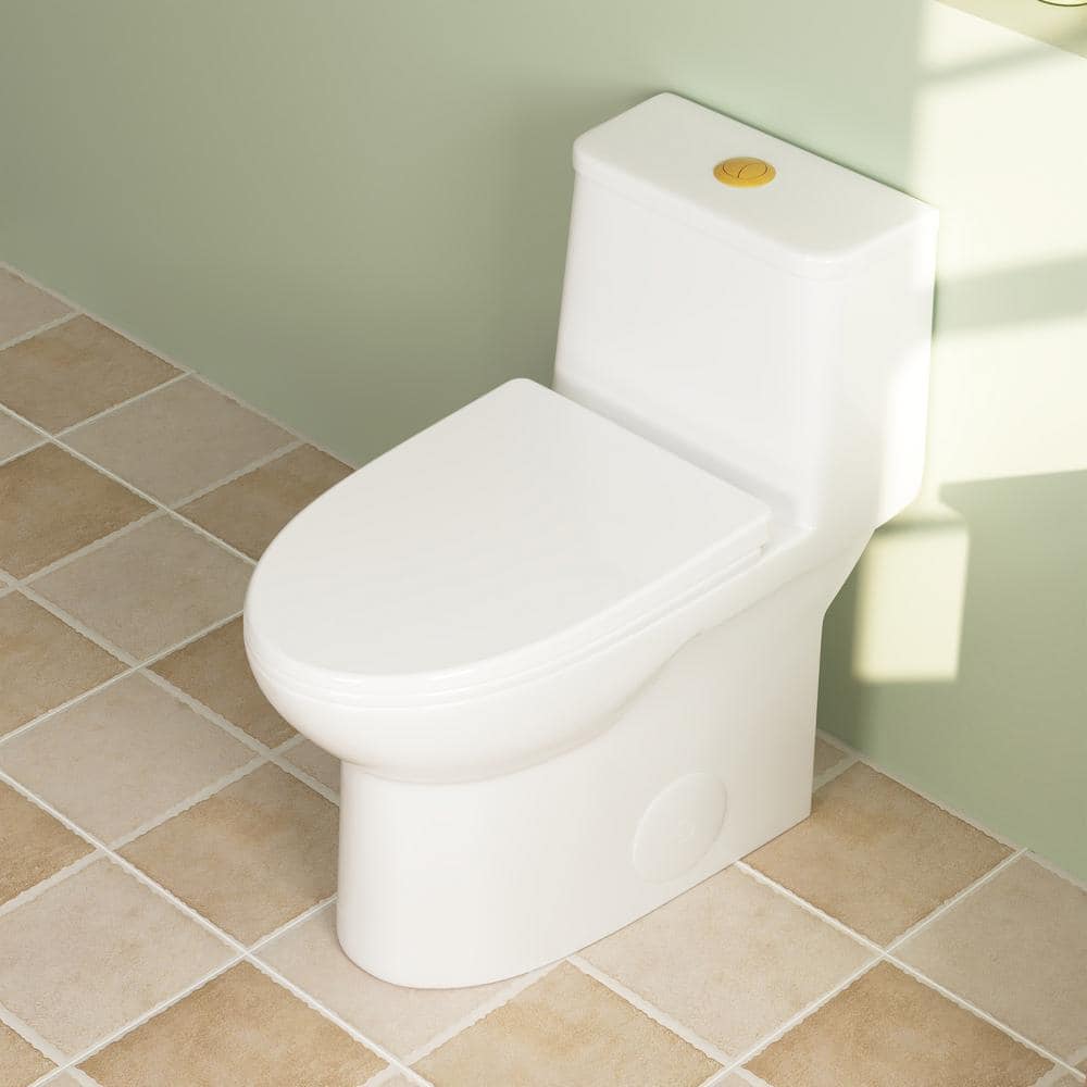 Ursa 12 in. Rough In 1-Piece 1.1/1.6 GPF Dual Flush Elongated ADA Compliant Toilet in White Seat with Golden Button -  DEERVALLEY, DV-1F52677-G