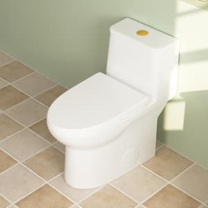 Ursa 12 in. Rough In 1-Piece 1.1/1.6 GPF Dual Flush Elongated ADA Compliant Toilet in White Seat with Golden Button