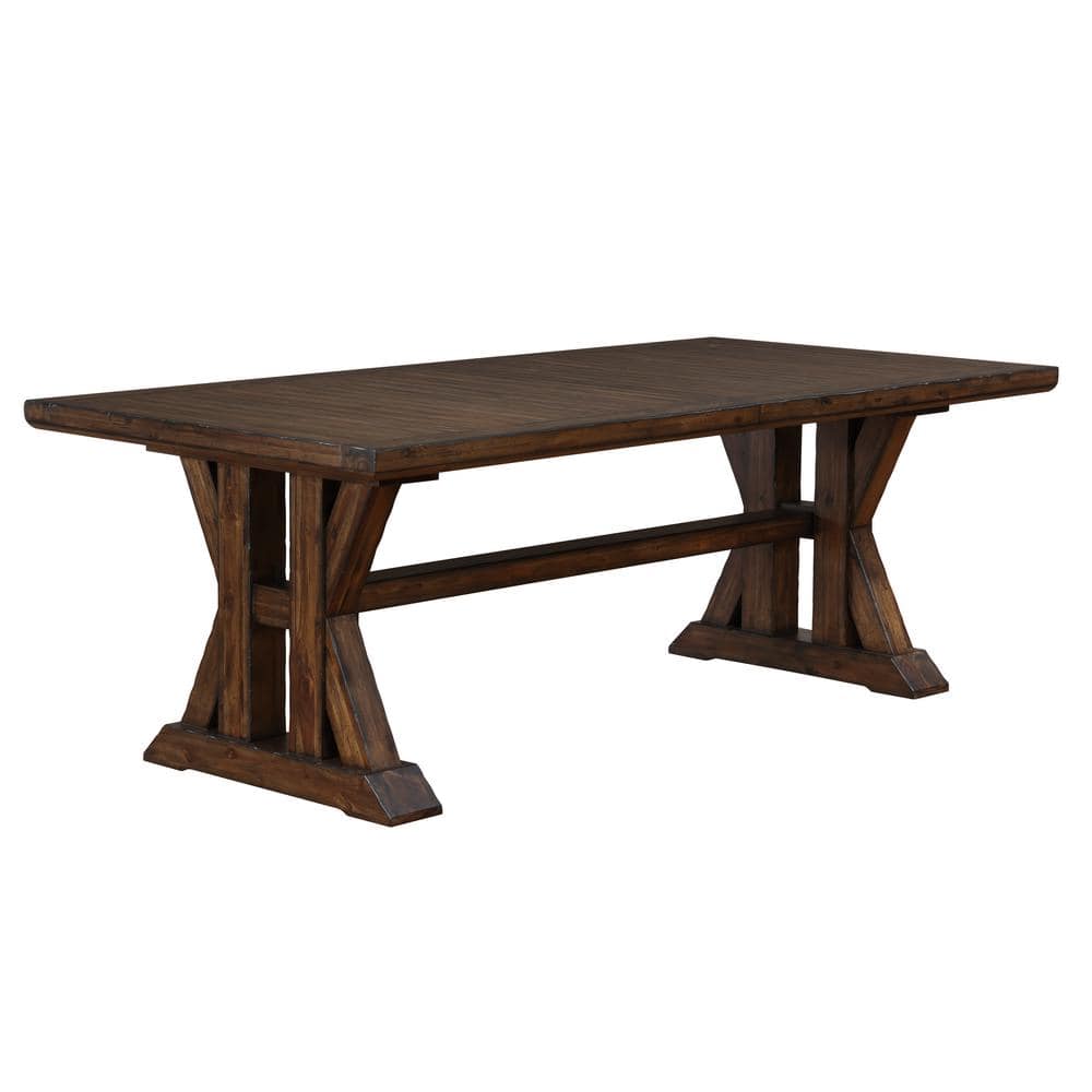 Auburn 126" Dark Brown Acacia Wood Dining Table with 6 Chairs