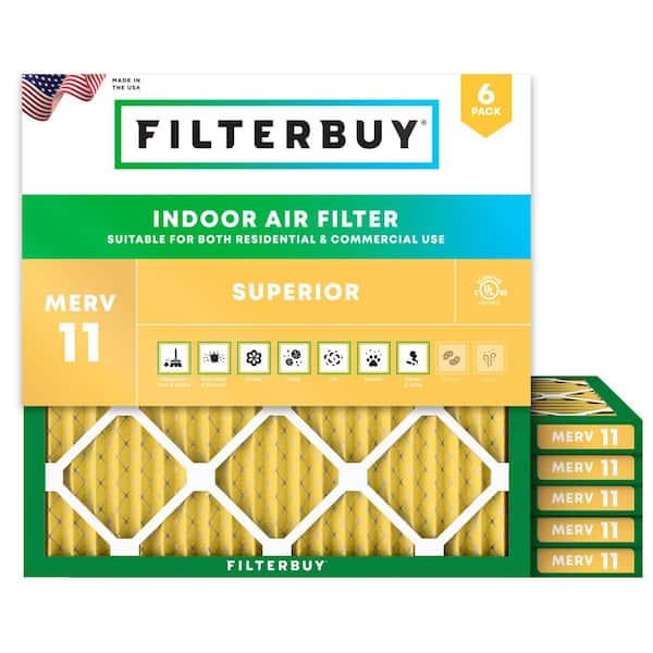 17.25 in. x 17.25 in. x 1 in. MERV 11 (FPR 7) Allergen Defense Pleated HVAC AC Furnace Air Filters Replacement (6-Pack)
