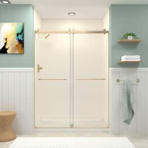 Brooklyn 60 in. W x 80 in. H Sliding Frameless Shower Door in Champagne Bronze with Clear Glass