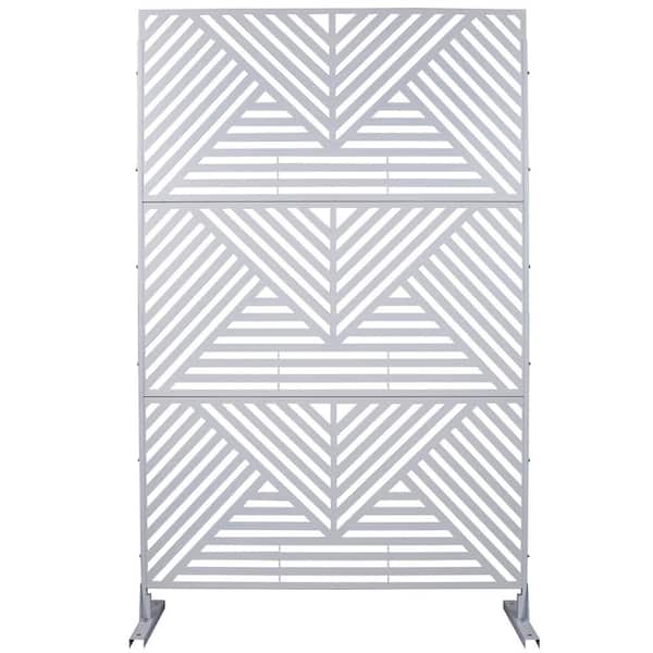 Sudzendf Outdoor and Indoor Freestanding Decorative Privacy Screen Metal Privacy Screen, Fence Panels in White