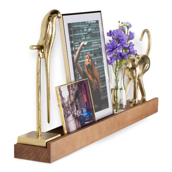 Rustic State Wall Ledge 30 Inch Reclaimed Wood for Books Flowers Picture Frame Display Walnut