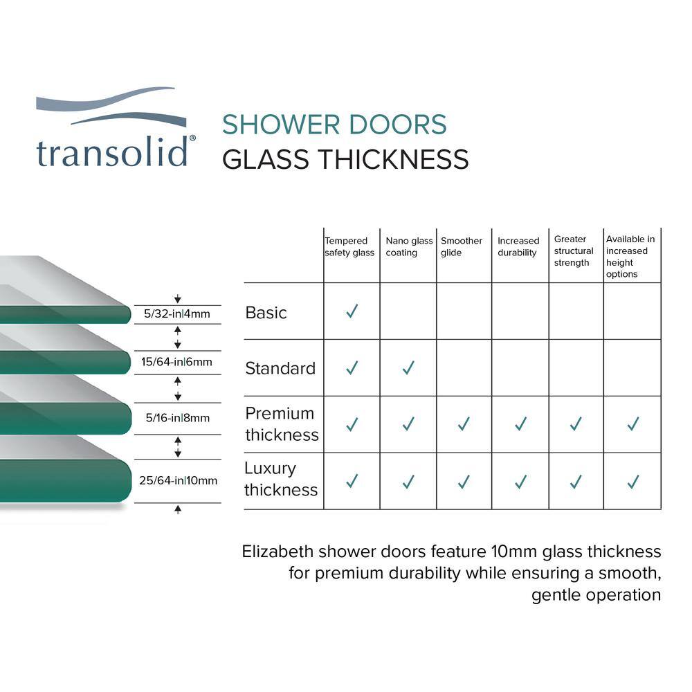 Elizabeth 54" x 76" Frameless Clear Glass Shower Door with Stainless Steel Finish