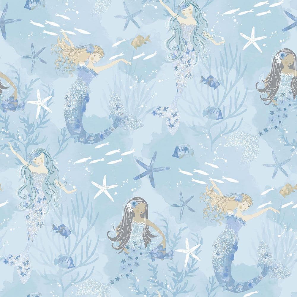 Tiny Tots 2-Collection Blue/Purple Glitter Finish Kids Mermaid Design Non-W