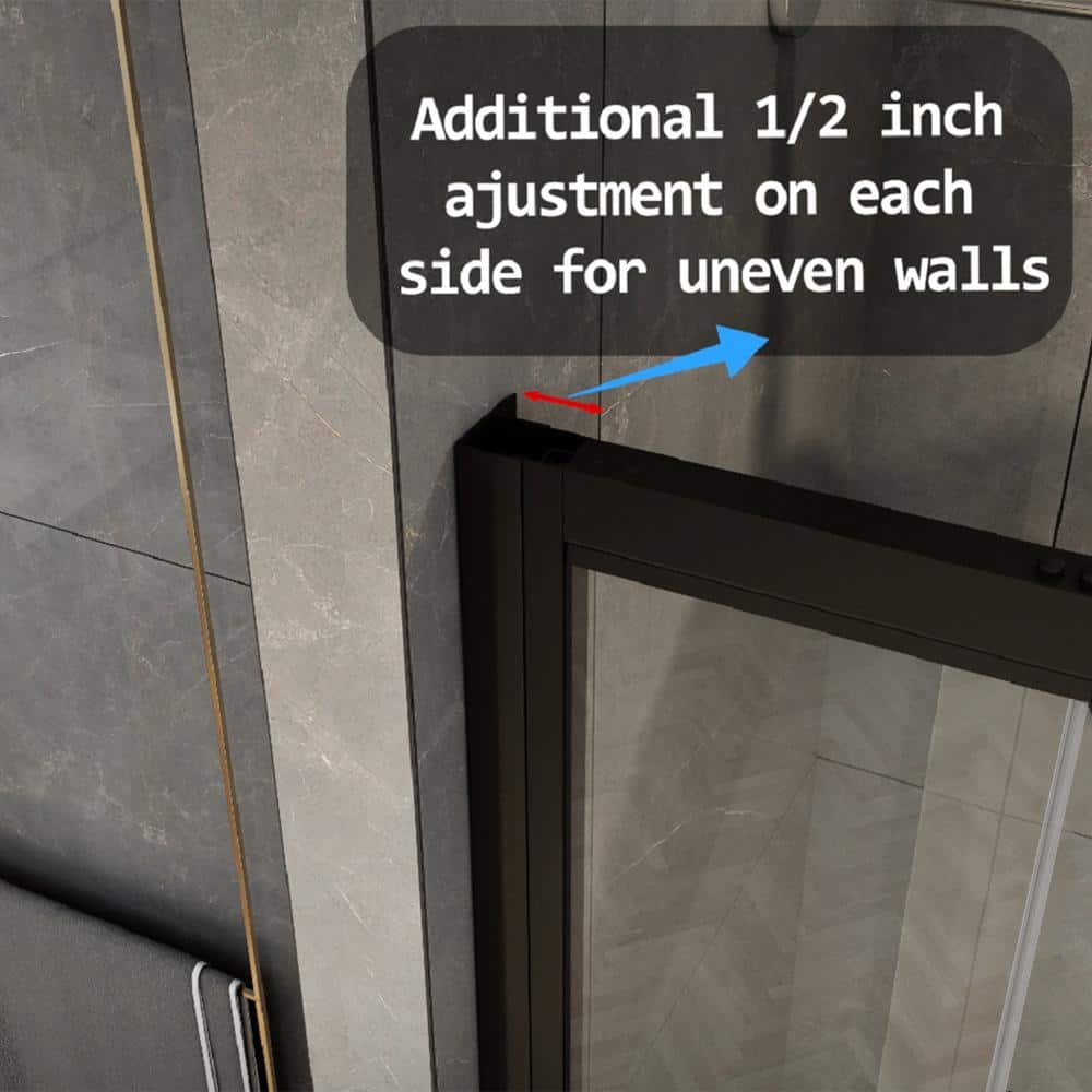 Matte Black Framed Pivot Shower Door with Clear Glass