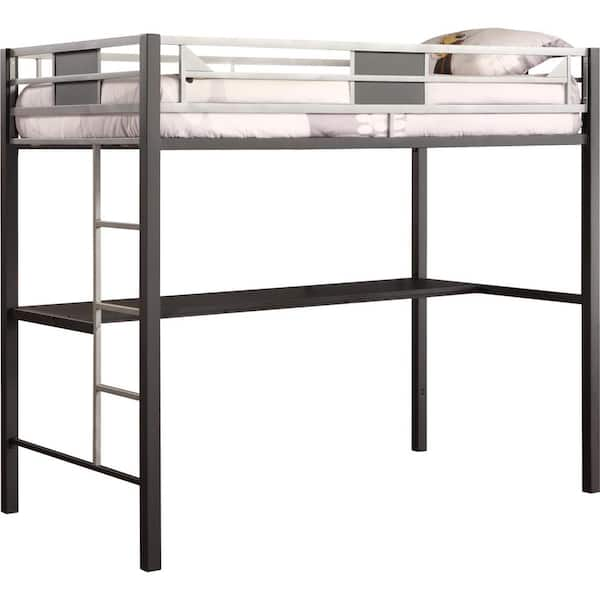 Dhp Black Screen Twin Metal Loft Bed With Silver Accents 5461096 The Home Depot