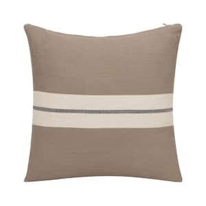 Wilmington Taupe/Beige Striped Cotton 20 in. x 20 in. Indoor Throw Pillow