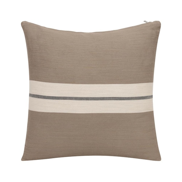 Unbranded Wilmington Taupe/Beige Striped Cotton 20 in. x 20 in. Indoor Throw Pillow