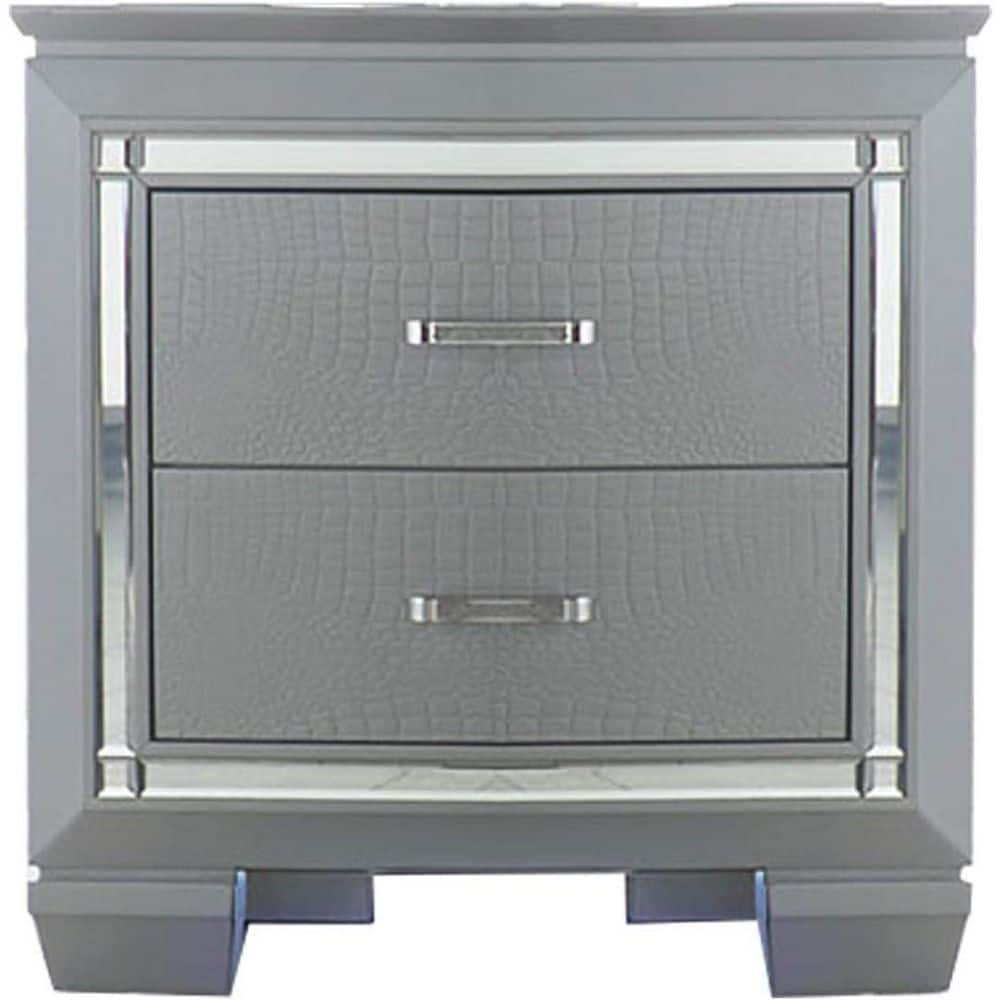 Gray 2 Drawer 17 in. W Nightstand with Sturdy Hardware and Ample Storage