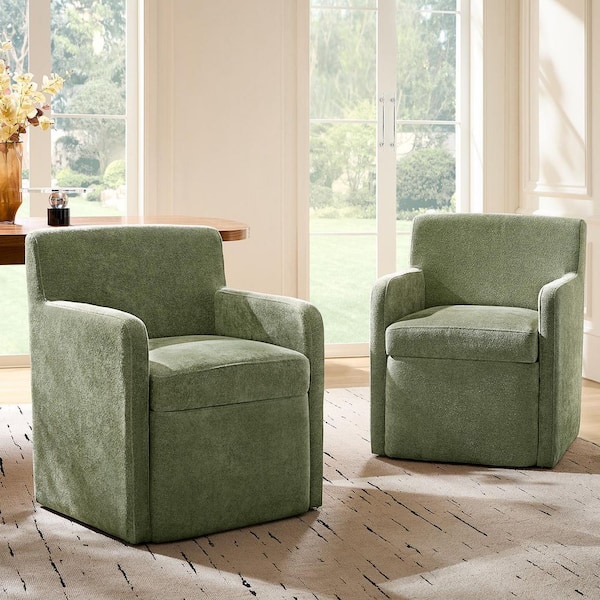 Anna Moss Modern Polyester Dining Chair with Built-in Storage Compartment (Set of 2)