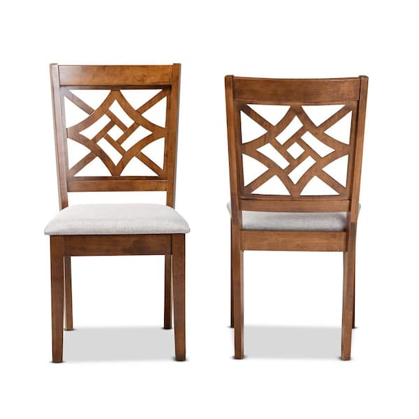 Baxton Studio Nicolette Grey and Walnut Brown Upholstered Dining Chair (Set of 2)