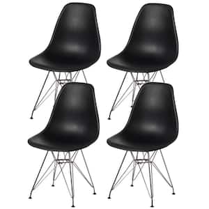 Mid-Century Black Modern Style Plastic DSW Shell Dining Side Chair with Metal Legs Set of 4